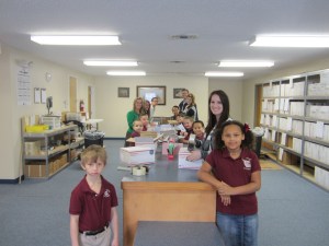 Preparing to pack Bibles.