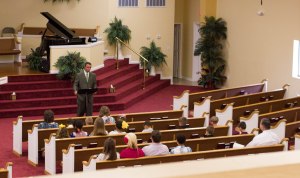 Bro. Dan Carr, Jr. preaches during chapel. 