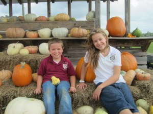 Enjoying the pumpkins.